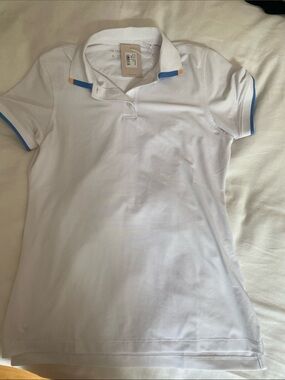 Peter Millar White Polo with Blue and Yellow Trim